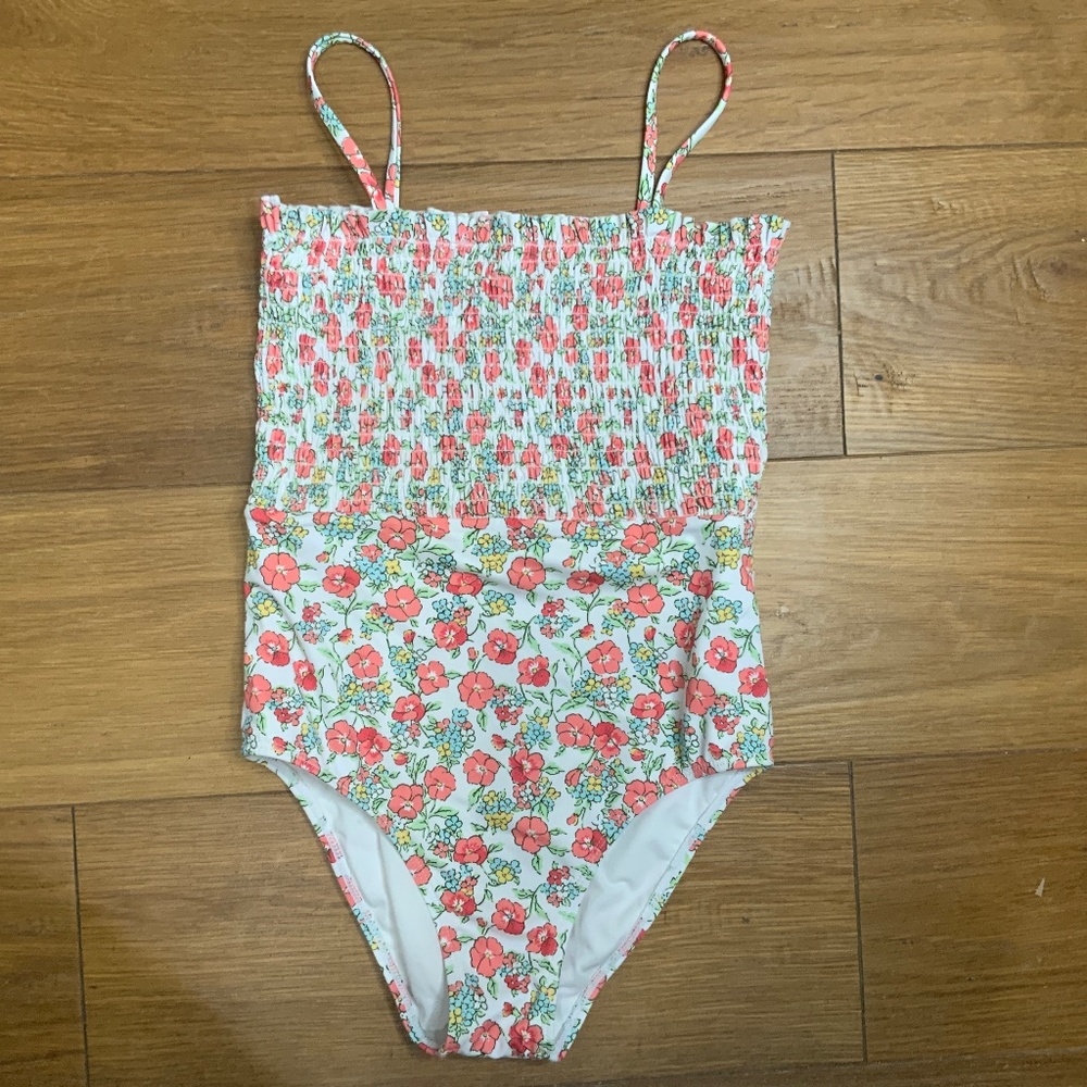 Janie and Jack One Piece Flowered Swimsuit Size 14